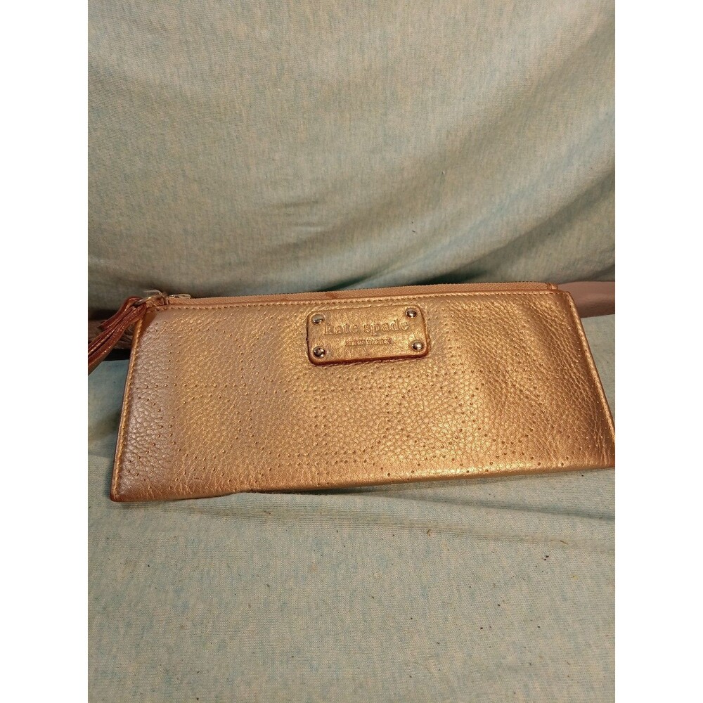 Kate Spade Wellesley Layton Women's Gold Leather Wallet Wristlet Metallic
